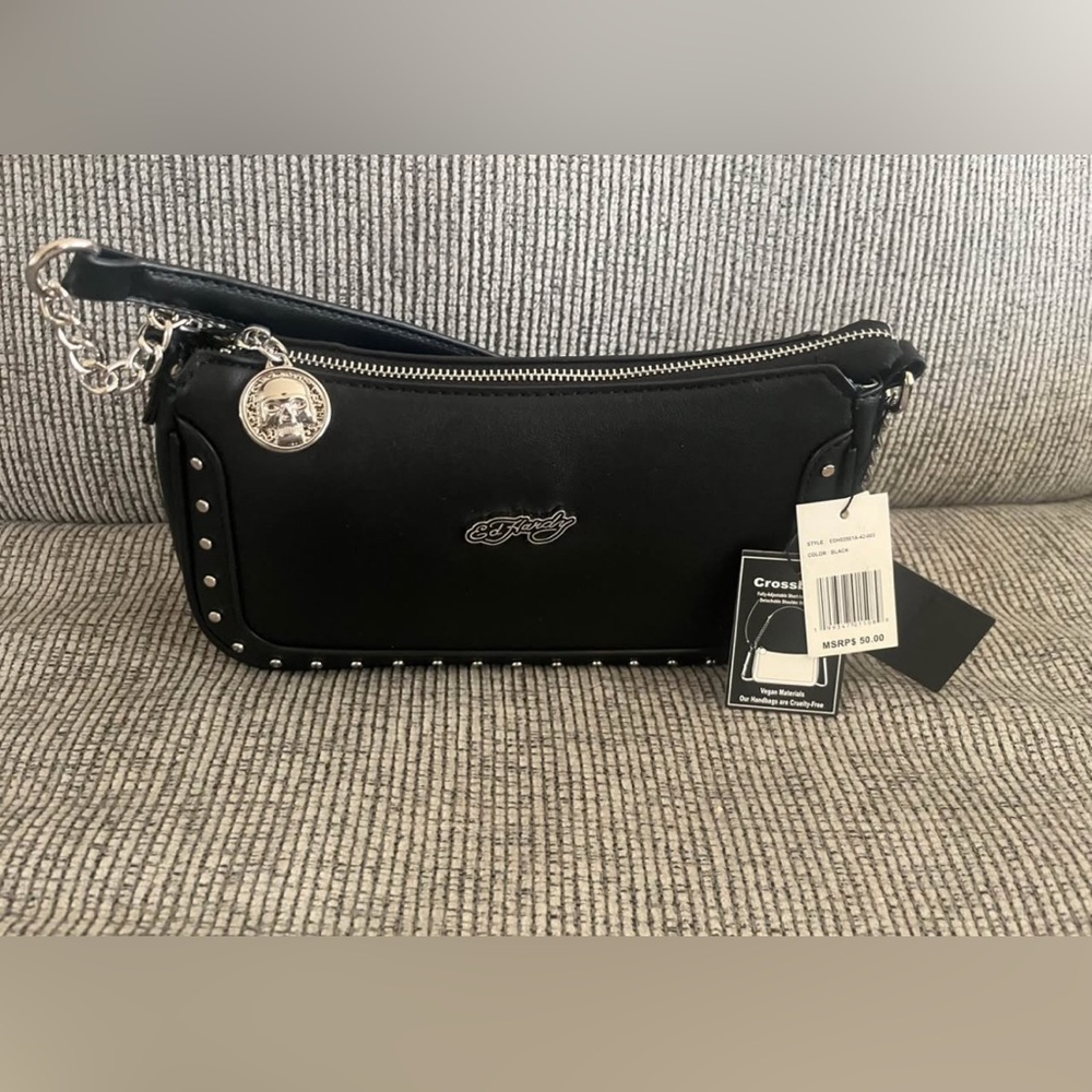 Ed Hardy Black Studded Crossbody Bag